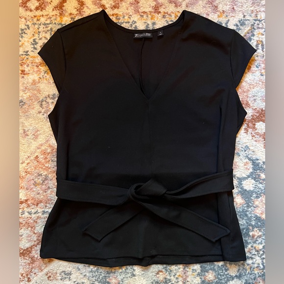New York & Company Black Blouse with Tie-Waist - Picture 3 of 5